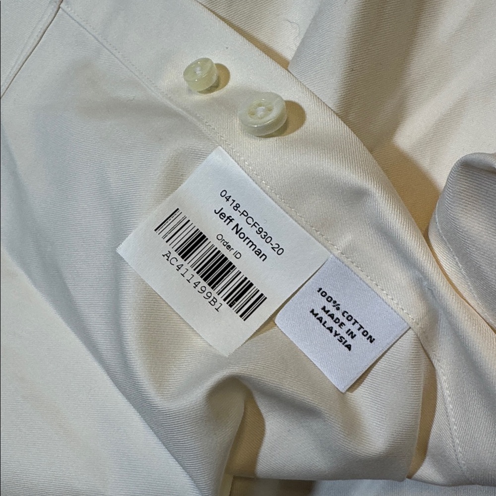 Proper Cloth mens 19 cream solid 100% cotton luxury dress shirt EUC - Picture 5 of 8
